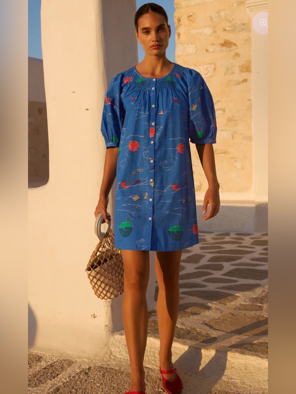 NWT Oliphant EMBROIDERED BUTTON MINI- DIP
BLUE Size XS